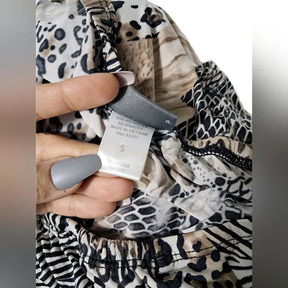 Dots Women Strapless Halter Leopard Zebra Animal Ruffle Black Tan Blouse Tops - Picture 12 of 14